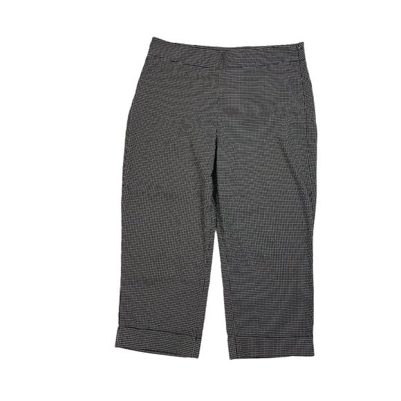Bill Blass 10 Capri Pants Black White Plaid Flat F - Picture 1 of 4